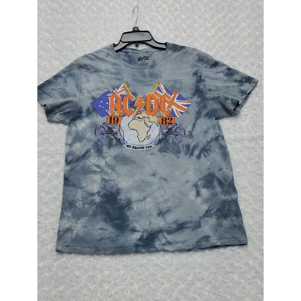 AC/DC Tie-Dye Graphic Tee in Blue and Orange